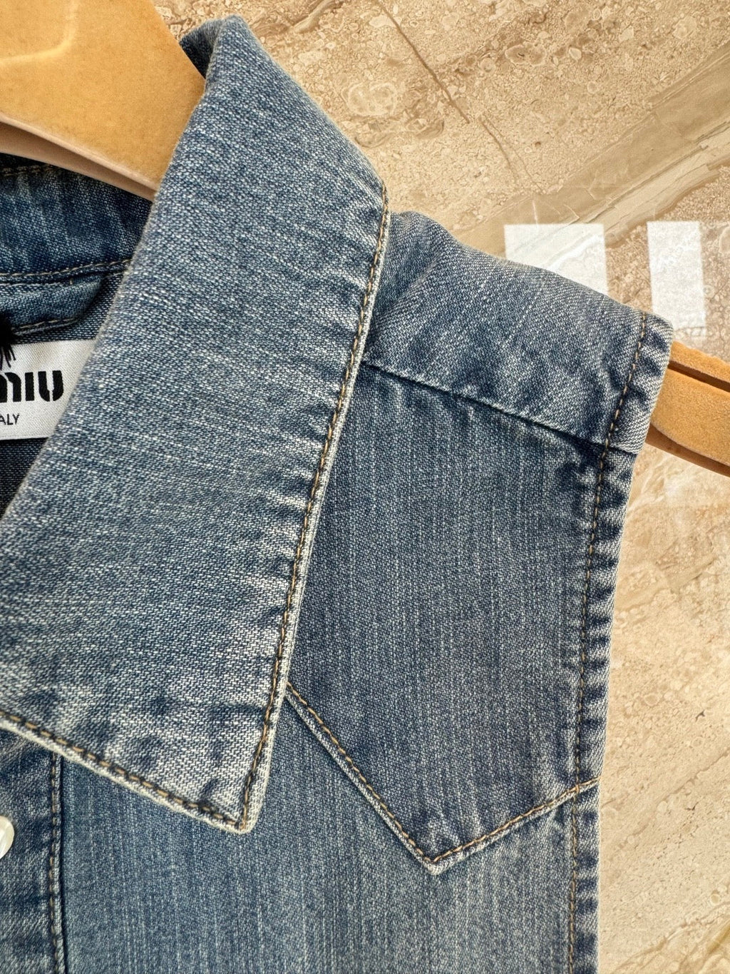 Denim drawstring vest