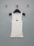 Lace-trimmed Ribbed Vest