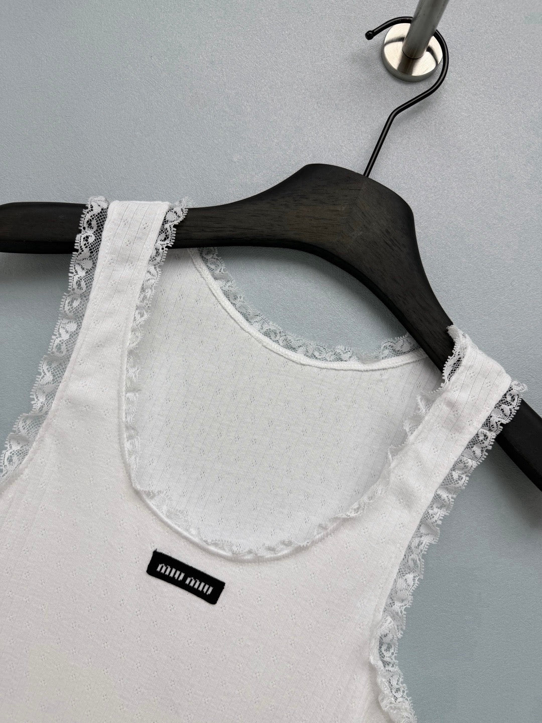 Lace-trimmed Ribbed Vest
