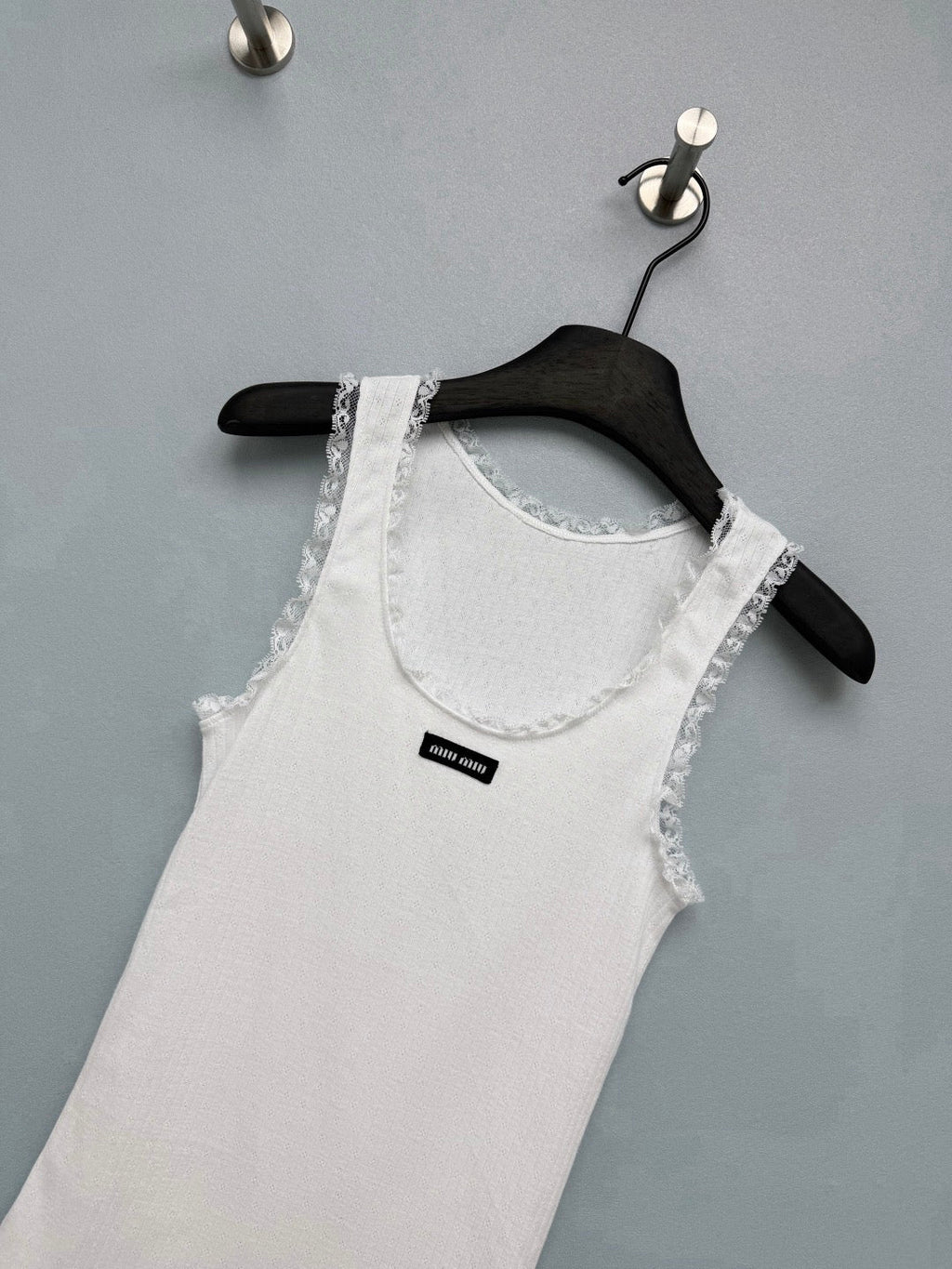 Lace-trimmed Ribbed Vest