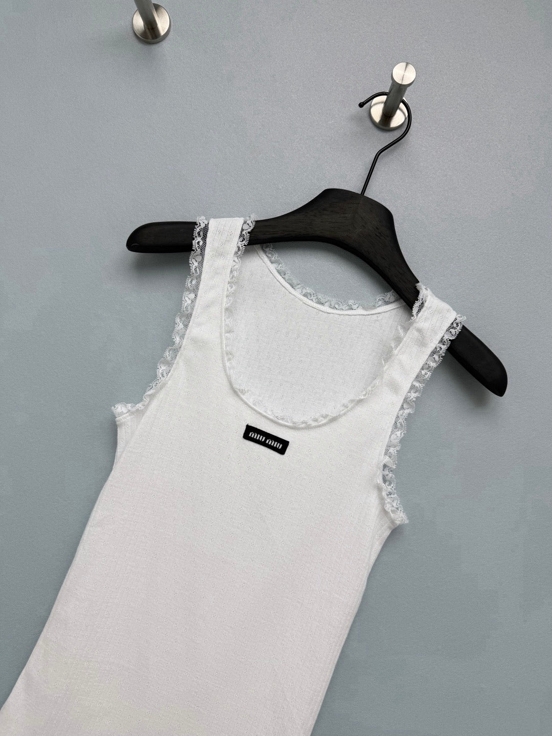 Lace-trimmed Ribbed Vest