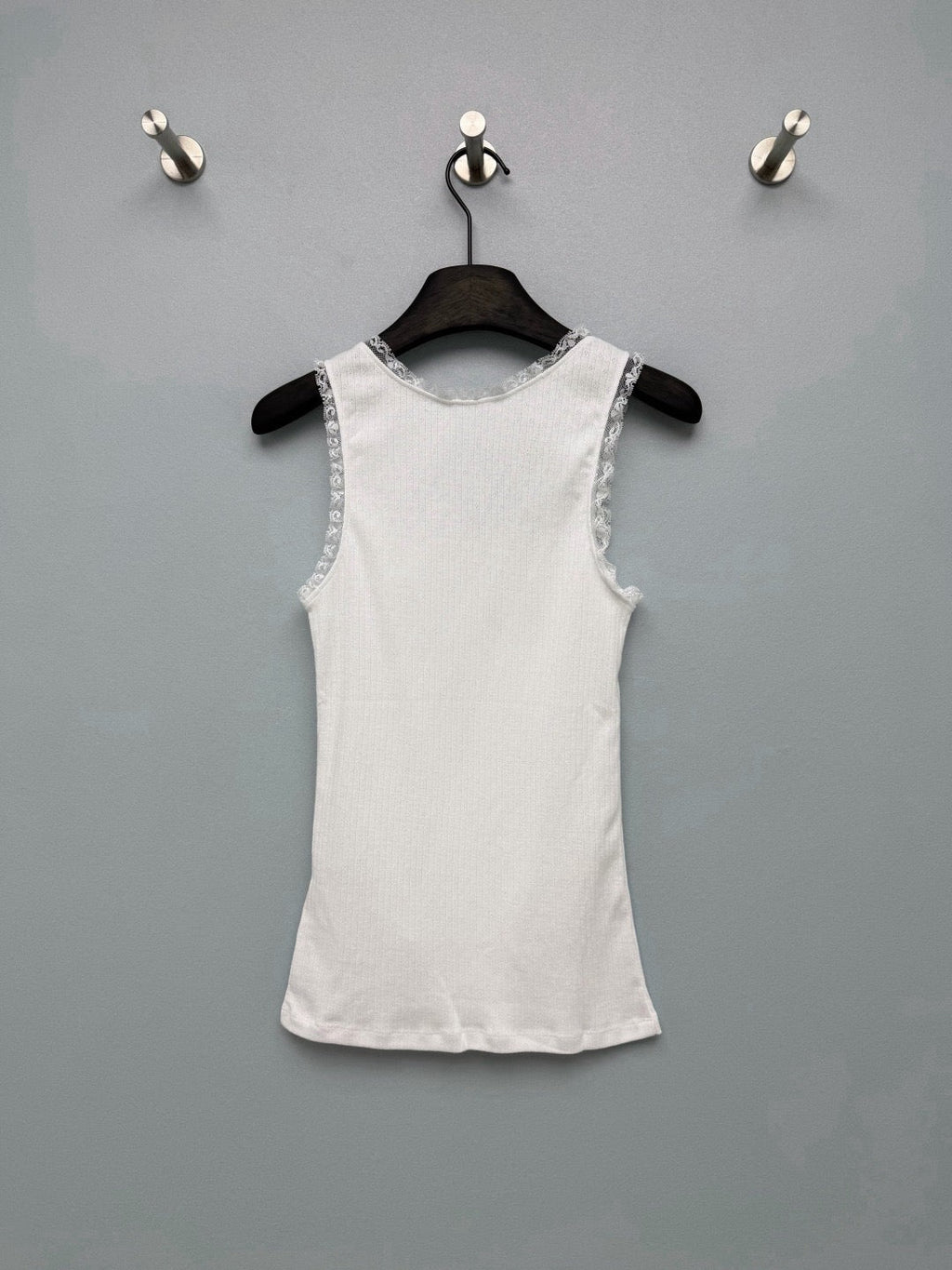 Lace-trimmed Ribbed Vest