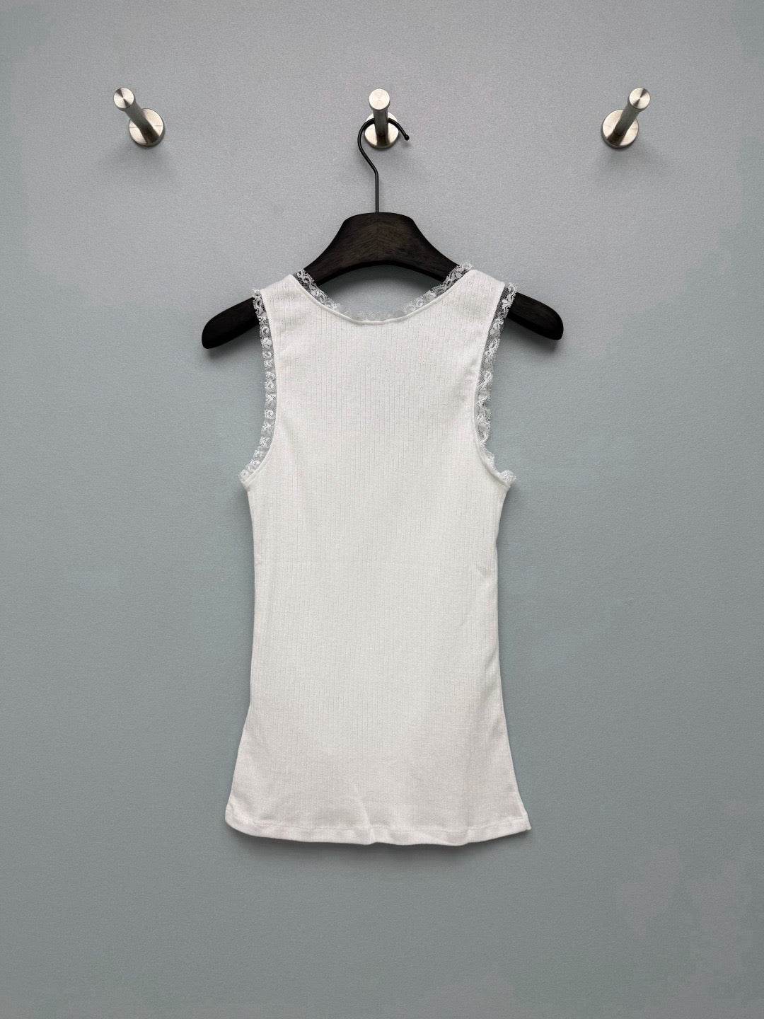 Lace-trimmed Ribbed Vest