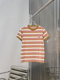 Letter Badge Striped Short-Sleeve T-Shirt