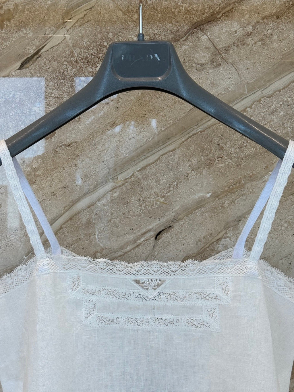 Patchwork lace linen camisole