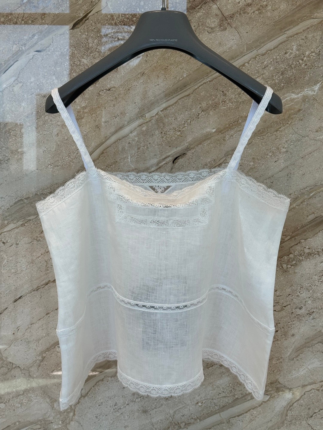 Patchwork lace linen camisole