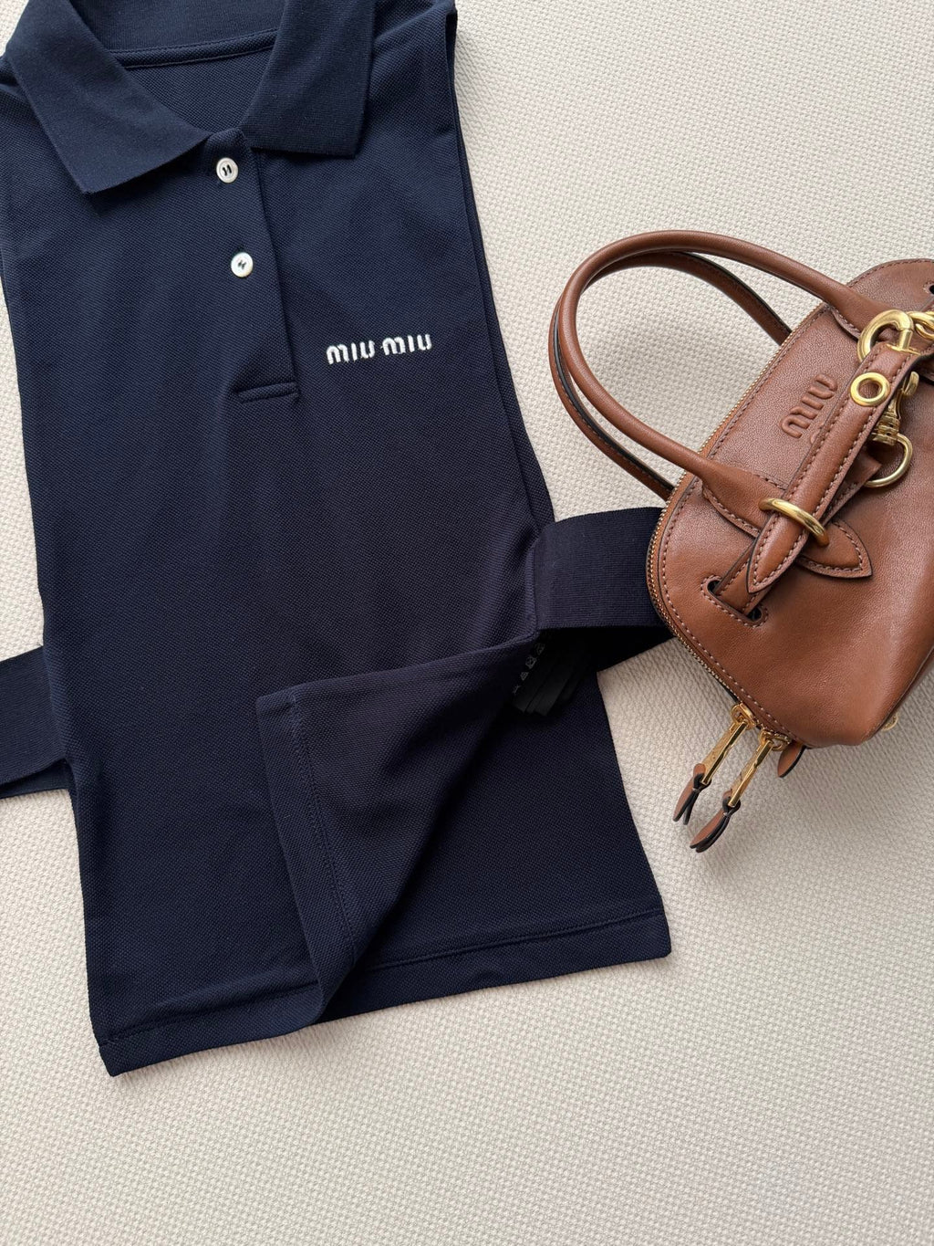 Navy Blue Crop Top with Sleeveless Polo Shirt
