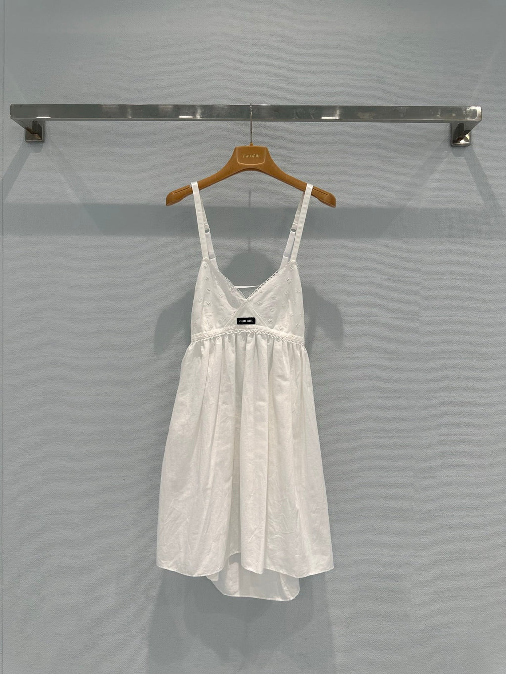 Linen and cotton patchwork slip dress