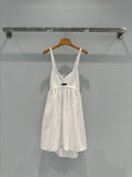 Linen and cotton patchwork slip dress