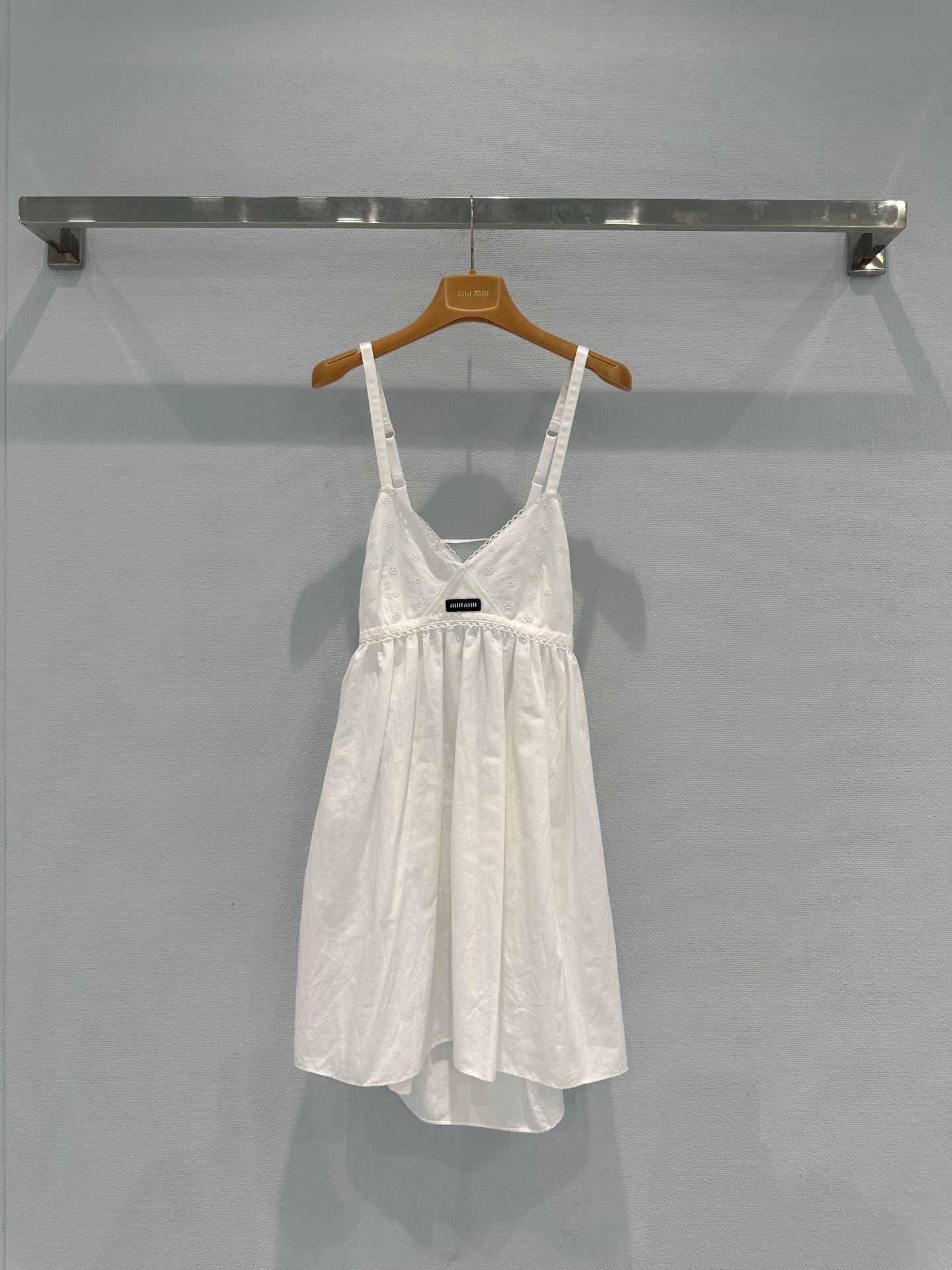 Linen and cotton patchwork slip dress