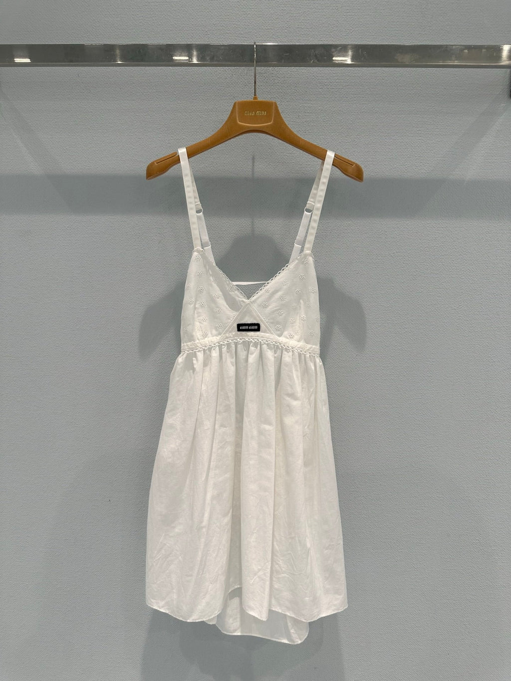 Linen and cotton patchwork slip dress