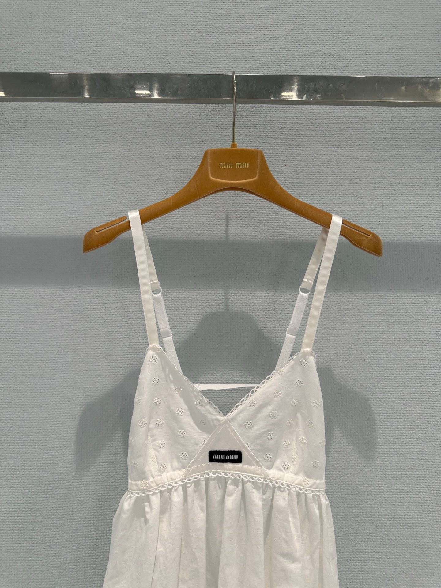 Linen and cotton patchwork slip dress