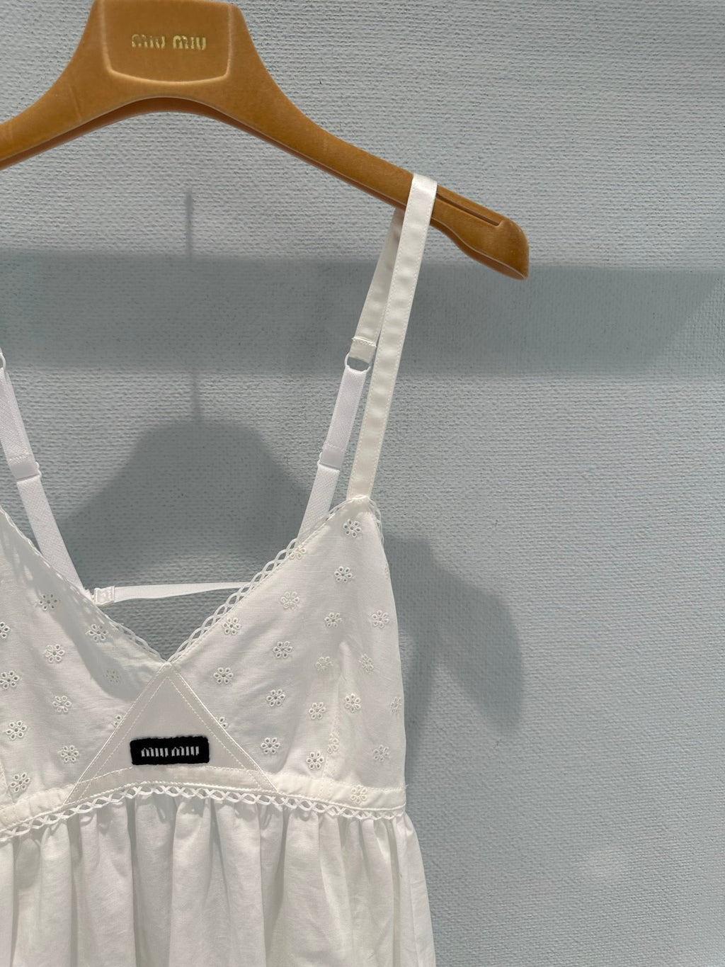Linen and cotton patchwork slip dress