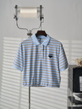 Triangular Logo Striped Short-Sleeve Shirt