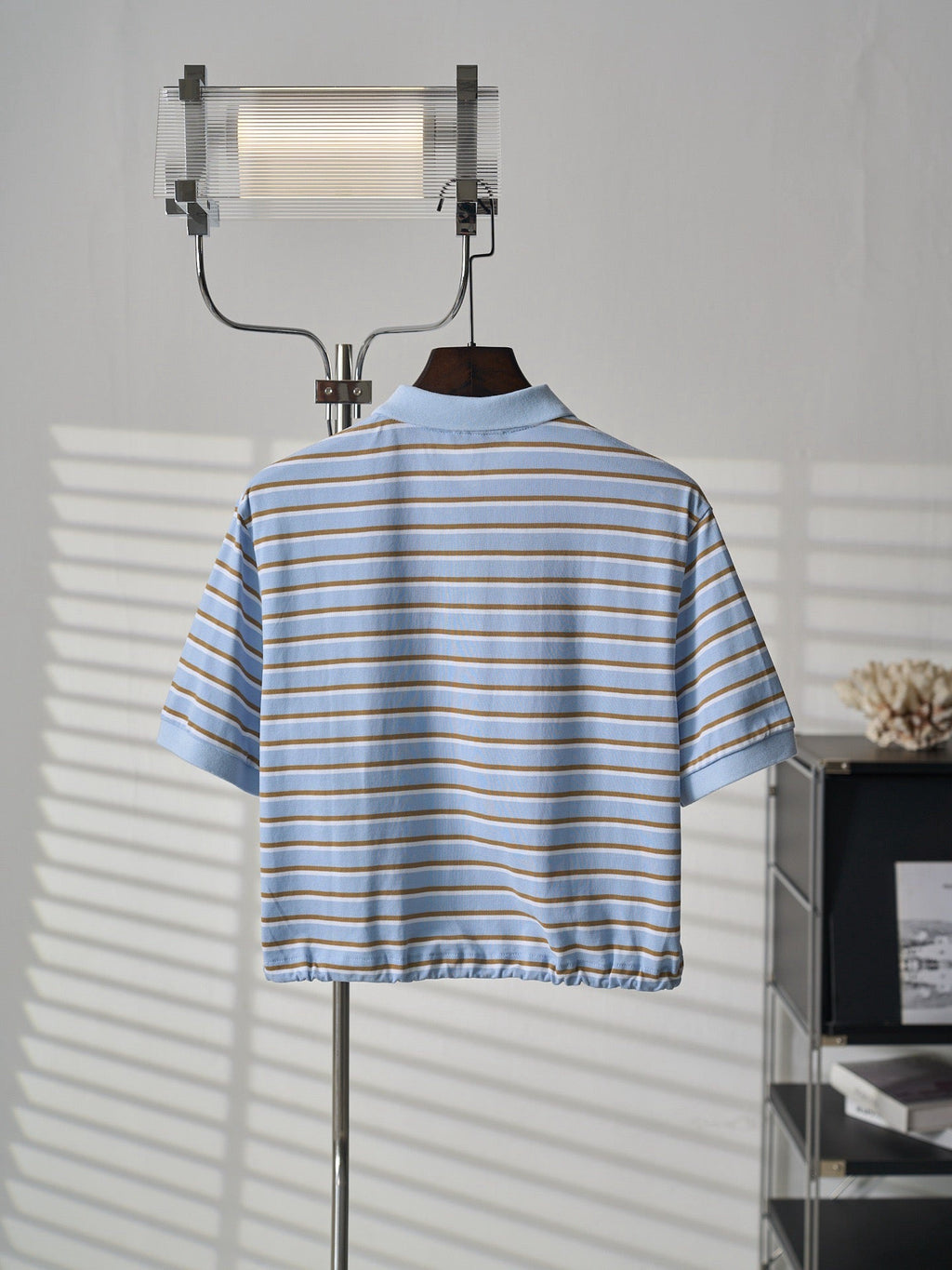 Triangular Logo Striped Short-Sleeve Shirt