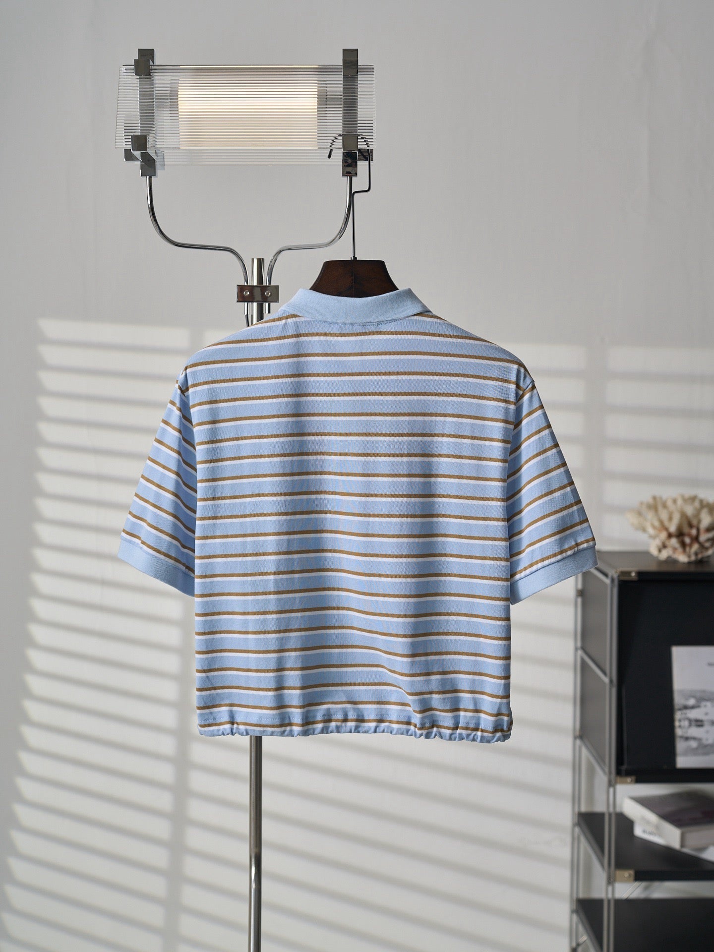 Triangular Logo Striped Short-Sleeve Shirt