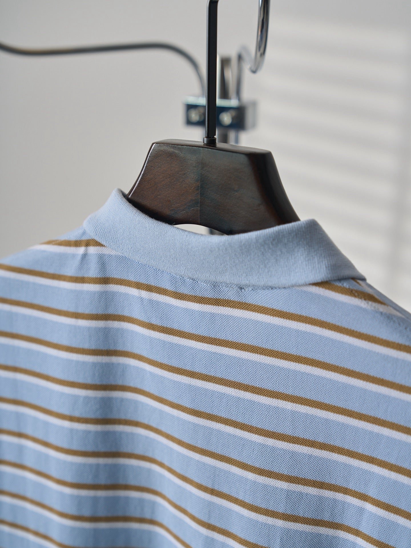 Triangular Logo Striped Short-Sleeve Shirt