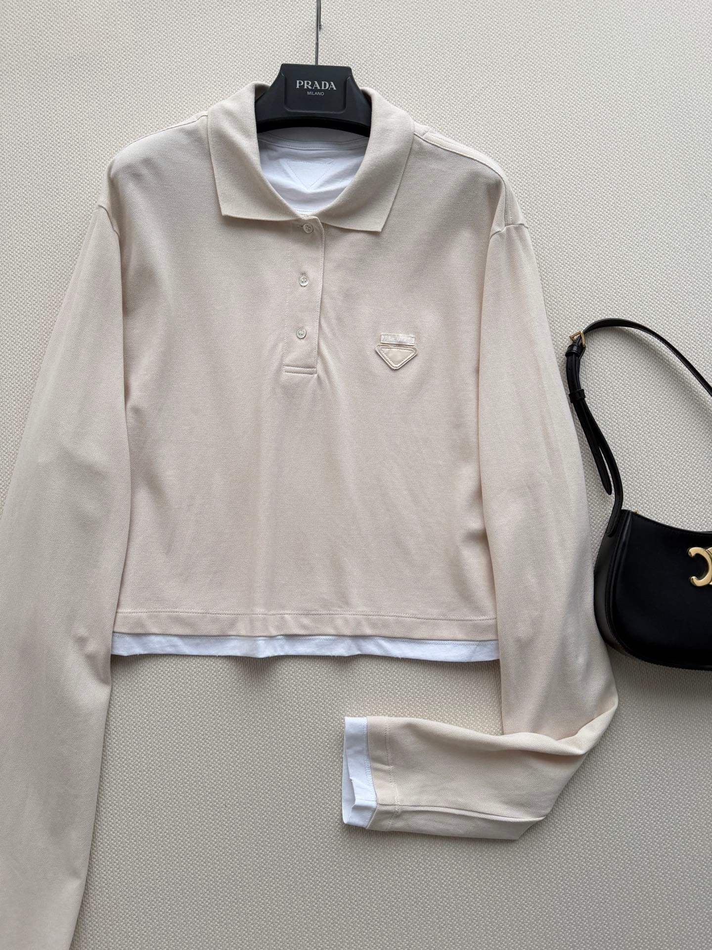 Faux Two-Piece Cropped Polo Shirt
