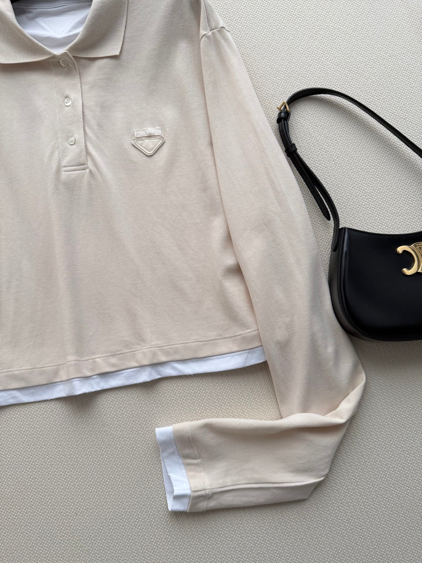 Faux Two-Piece Cropped Polo Shirt