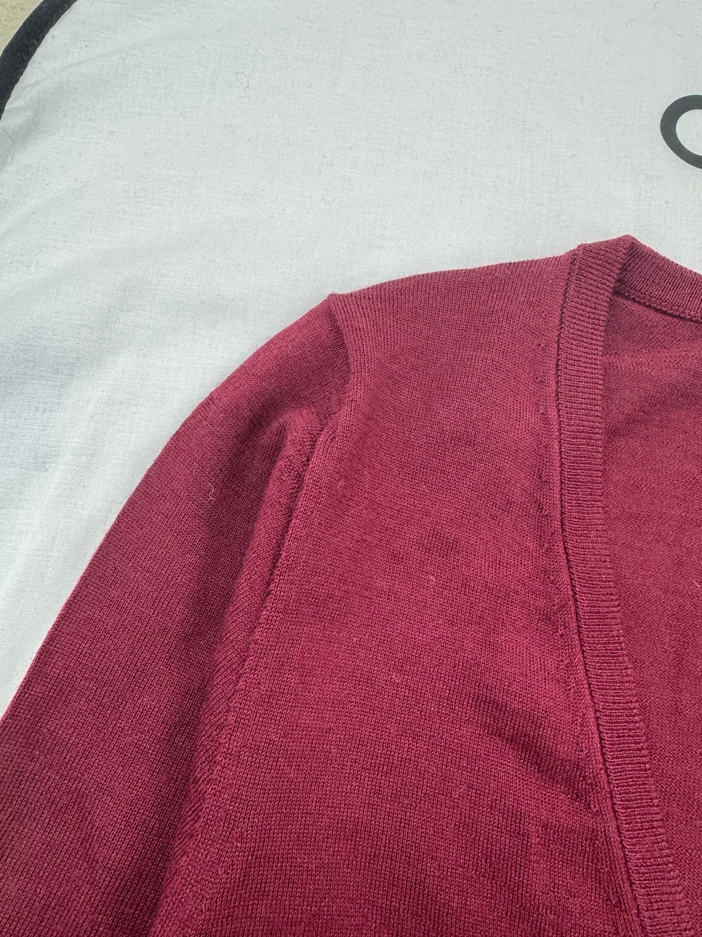 Angolan Red Deep V-Neck Cashmere Sweater