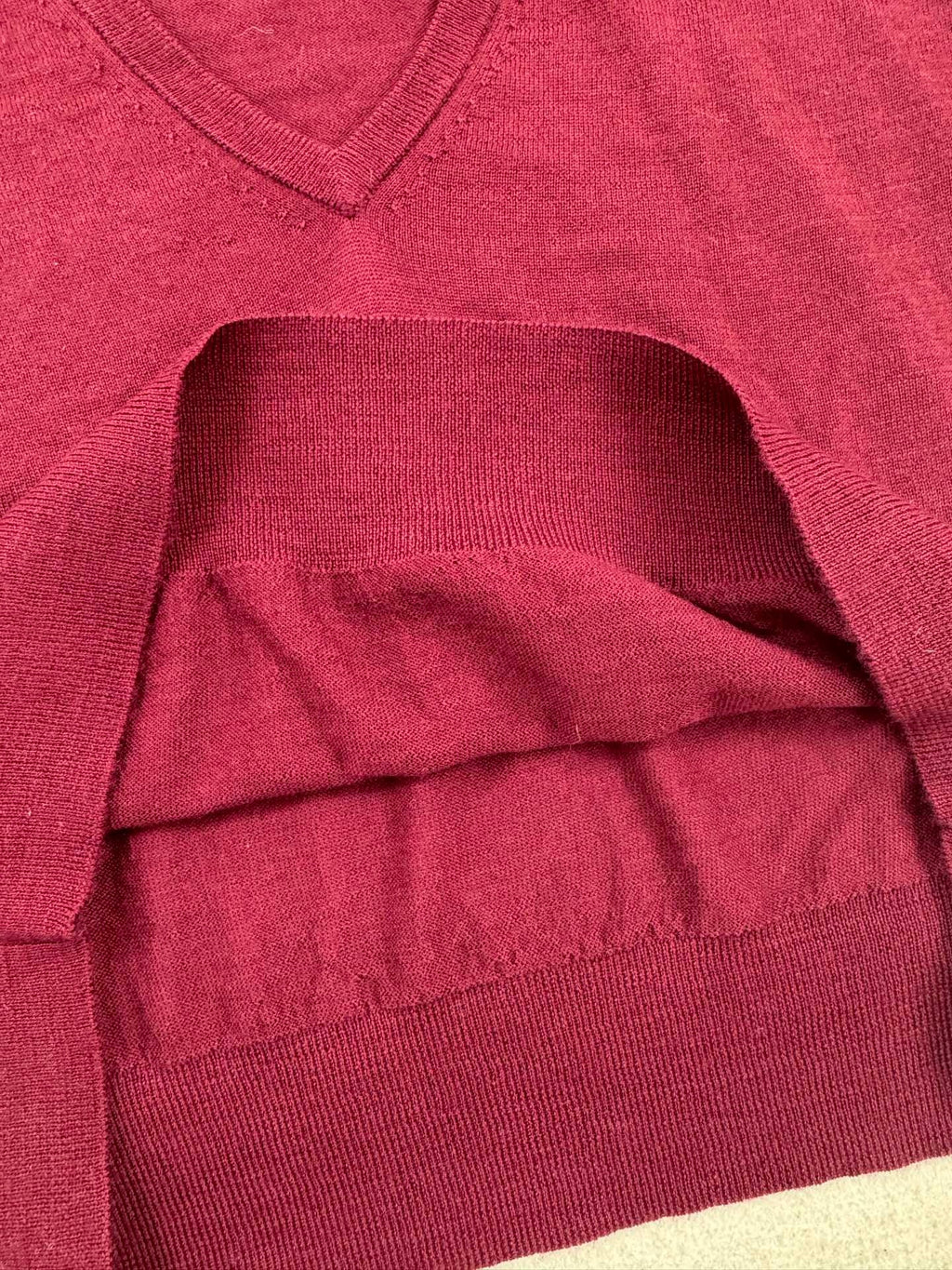 Angolan Red Deep V-Neck Cashmere Sweater