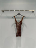 Lace-trimmed striped vest