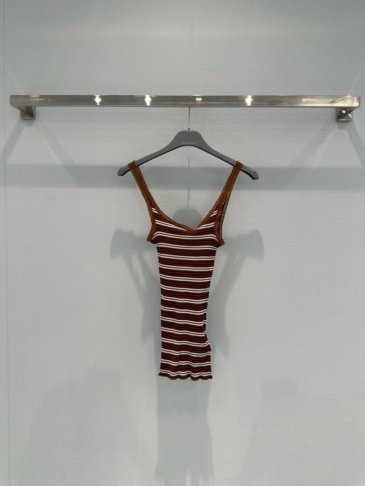 Lace-trimmed striped vest