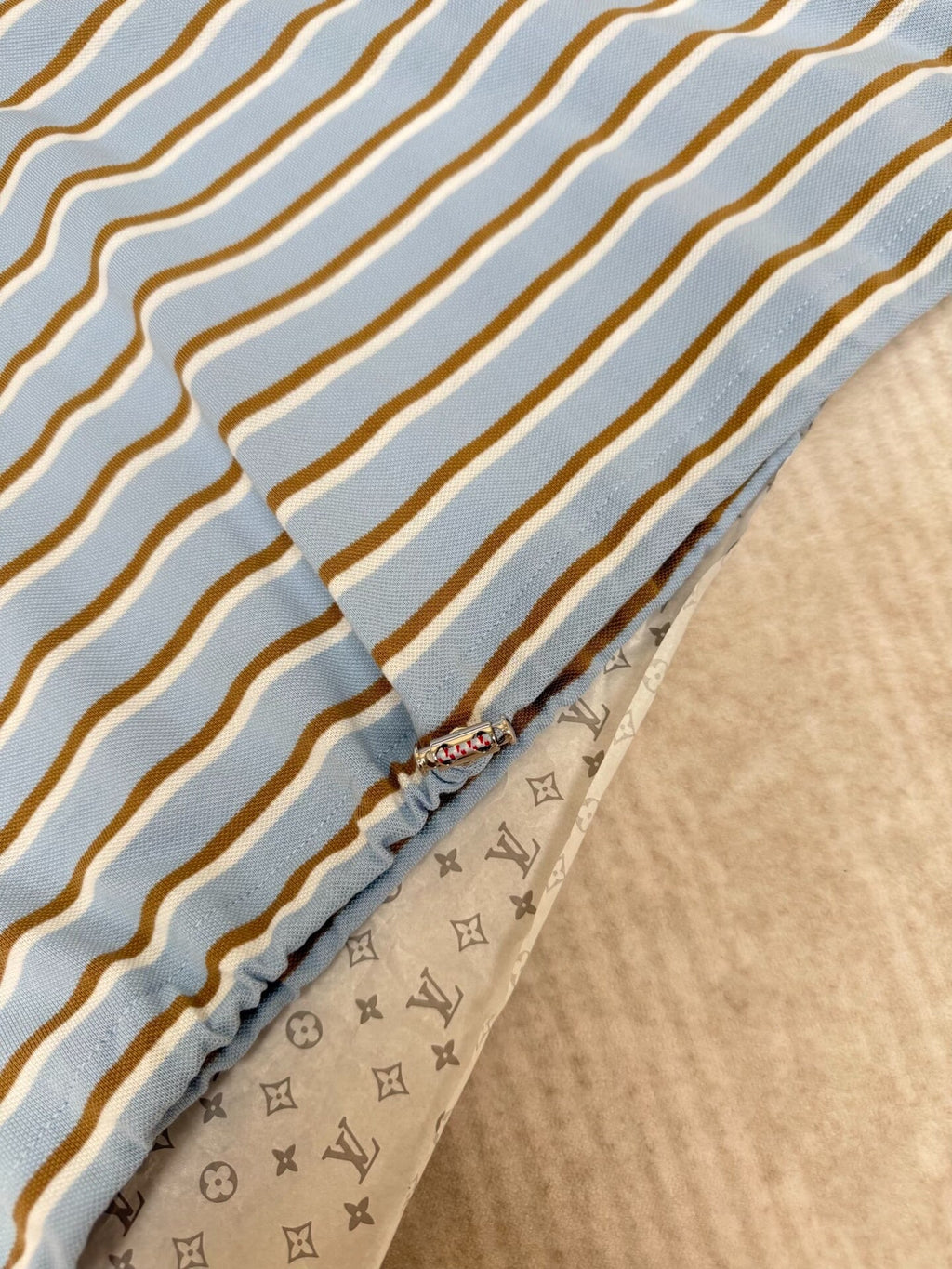 Striped short-sleeved polo shirt