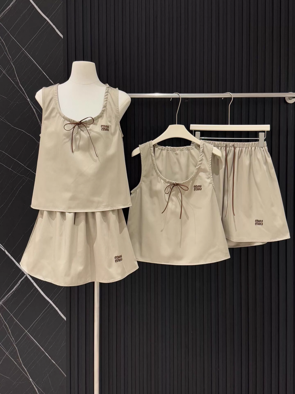 26 Drawstring Sleeveless Mini Dress Set