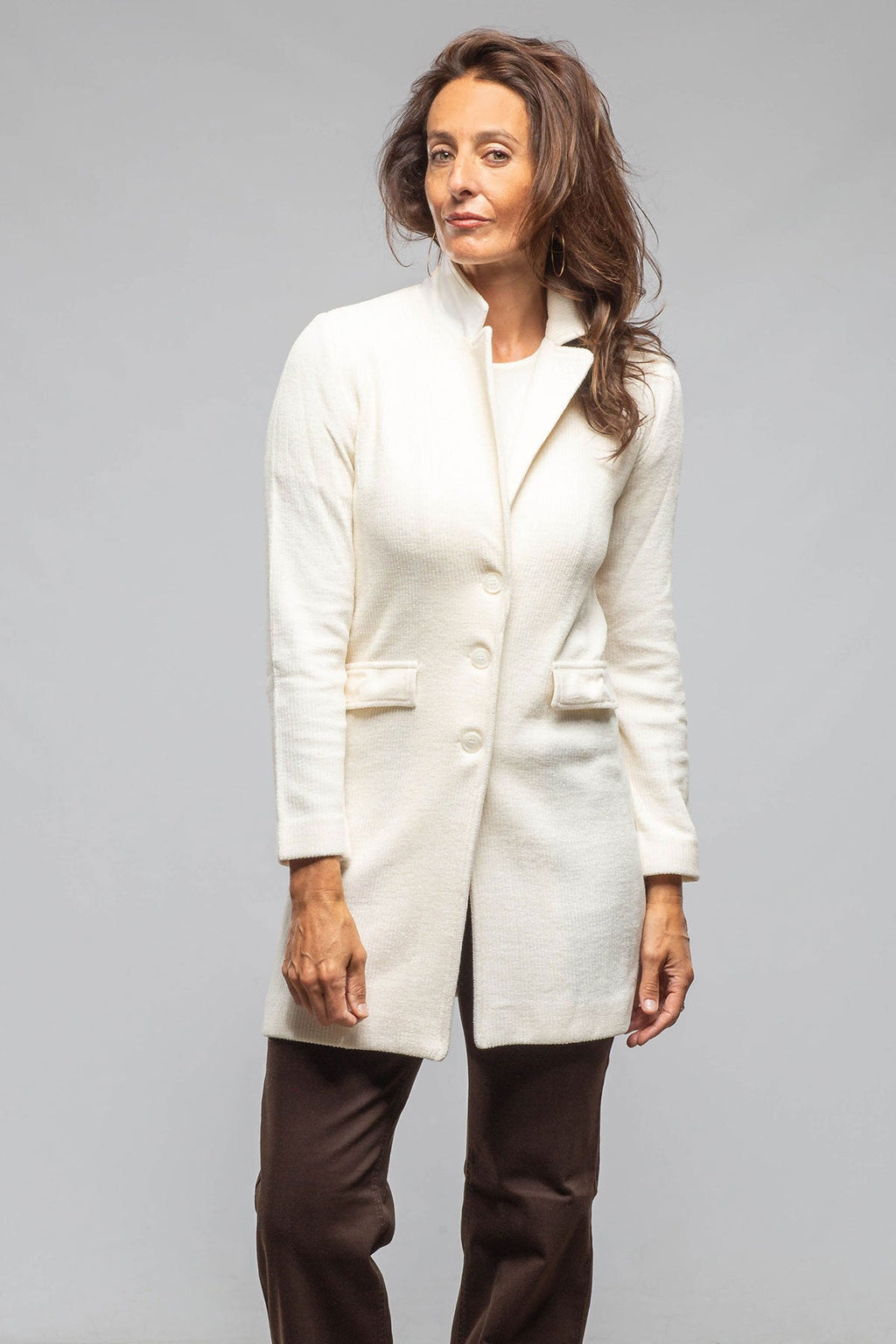 Asana Long Velvet Cord Jacket In Cream