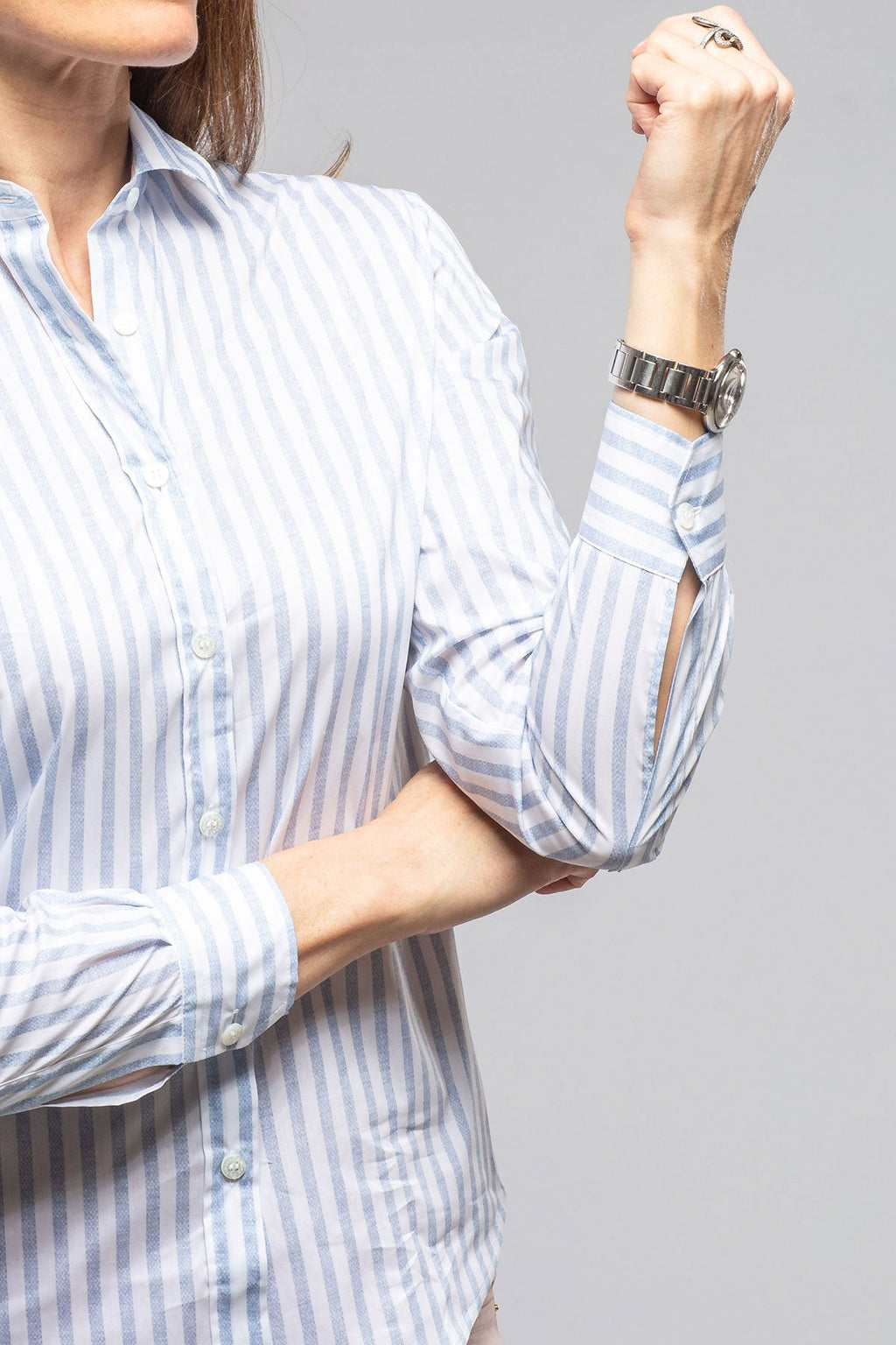 Syrna Striped Cotton Shirt In Denim