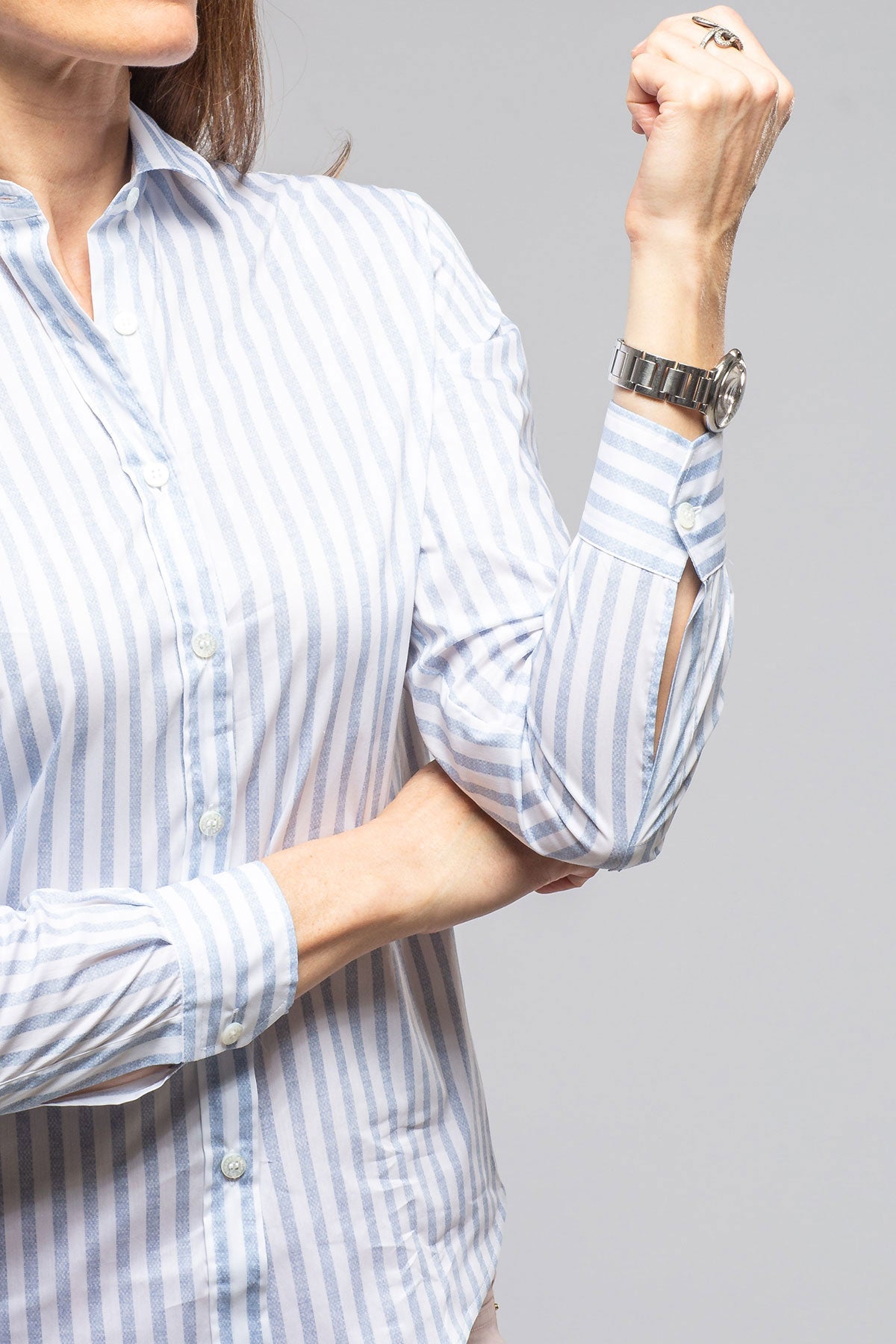 Syrna Striped Cotton Shirt In Denim