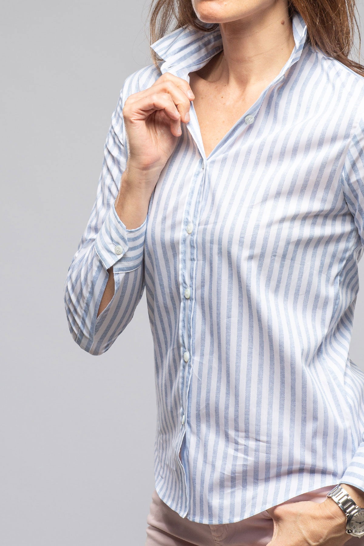 Syrna Striped Cotton Shirt In Denim