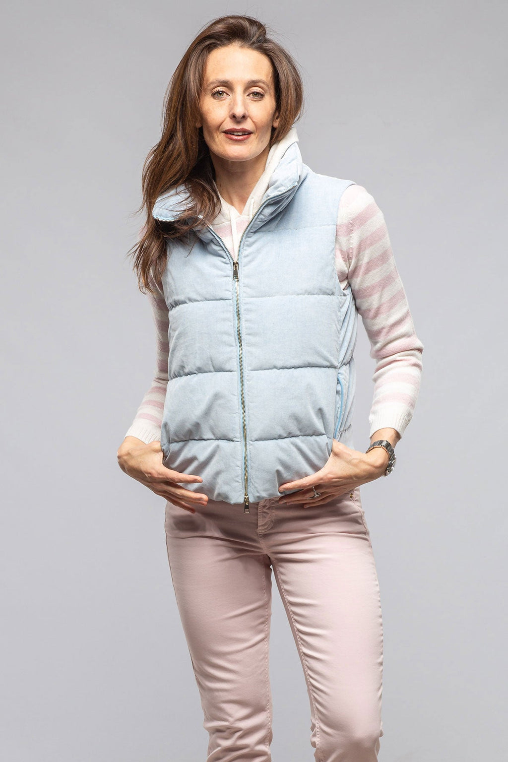 Valletta Corduroy Insulated Vest In Napoli Blue