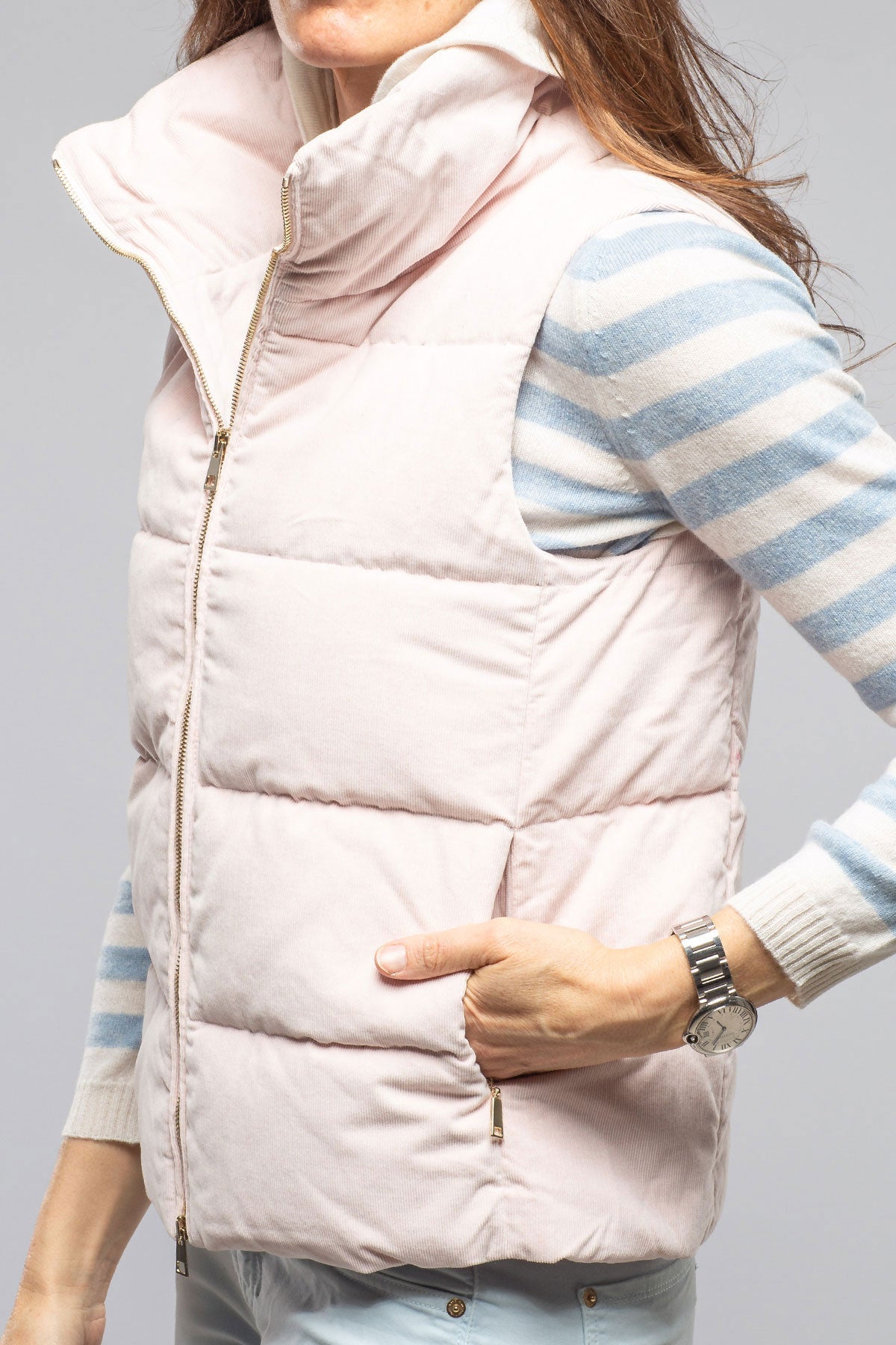 Valletta Corduroy Insulated Vest In Porcelain