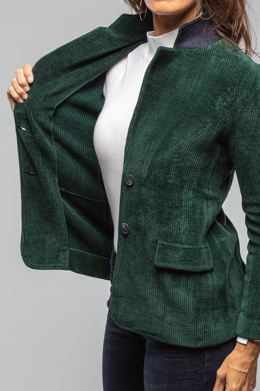 Voltaire Velvet Cord Blazer In Malachite