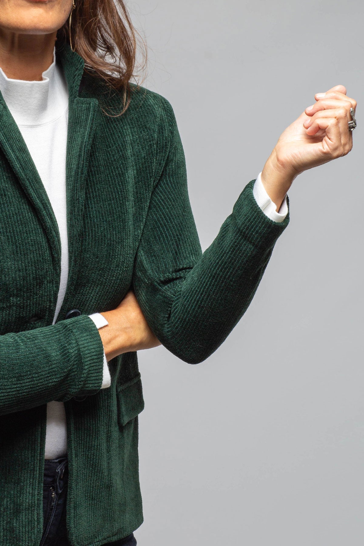 Voltaire Velvet Cord Blazer In Malachite