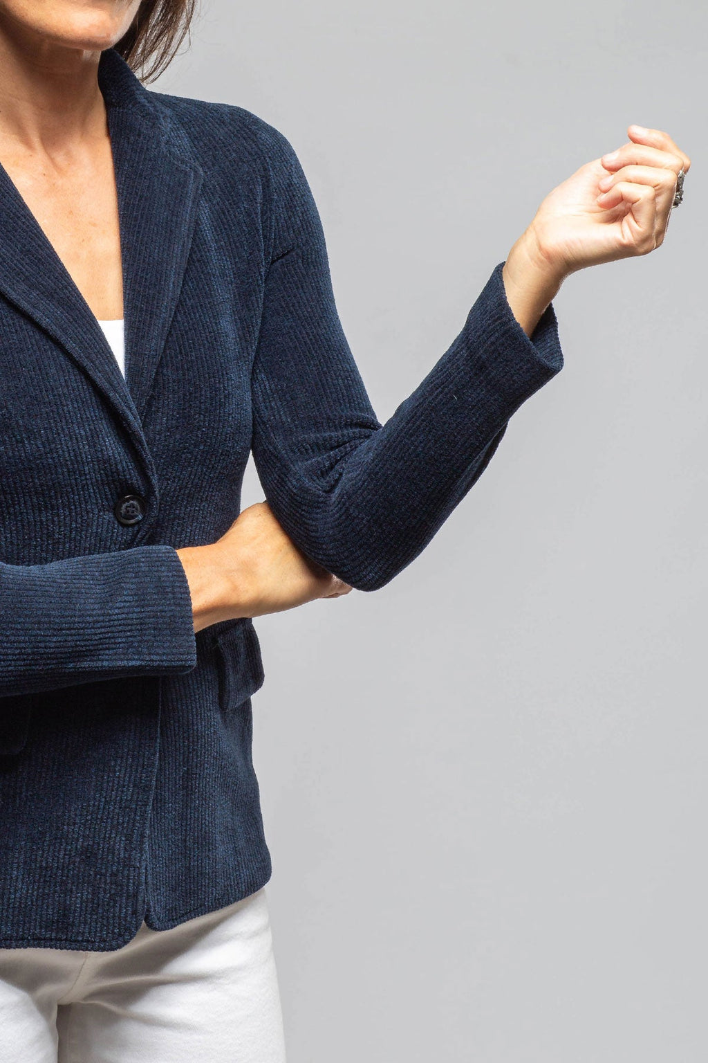 Voltaire Velvet Cord Blazer In Marine Navy