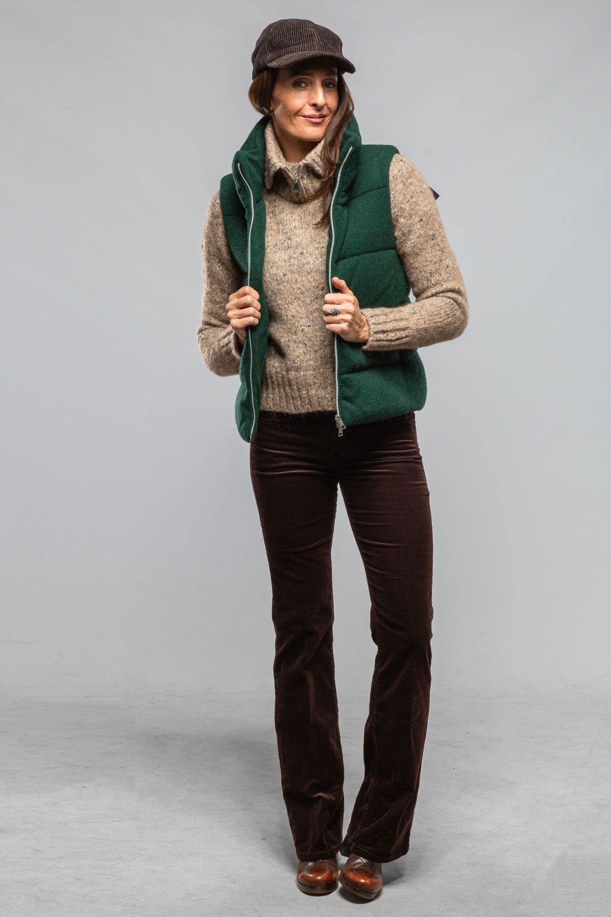 Yeva Wool Cashmere Puffer Vest In Malachite