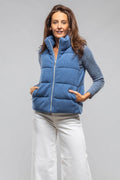 Yeva Wool Cashmere Puffer Vest In Soft Denim