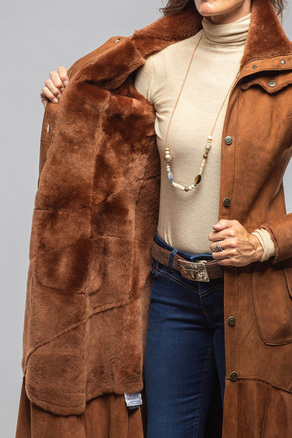 Cori Long Shearling In Cognac