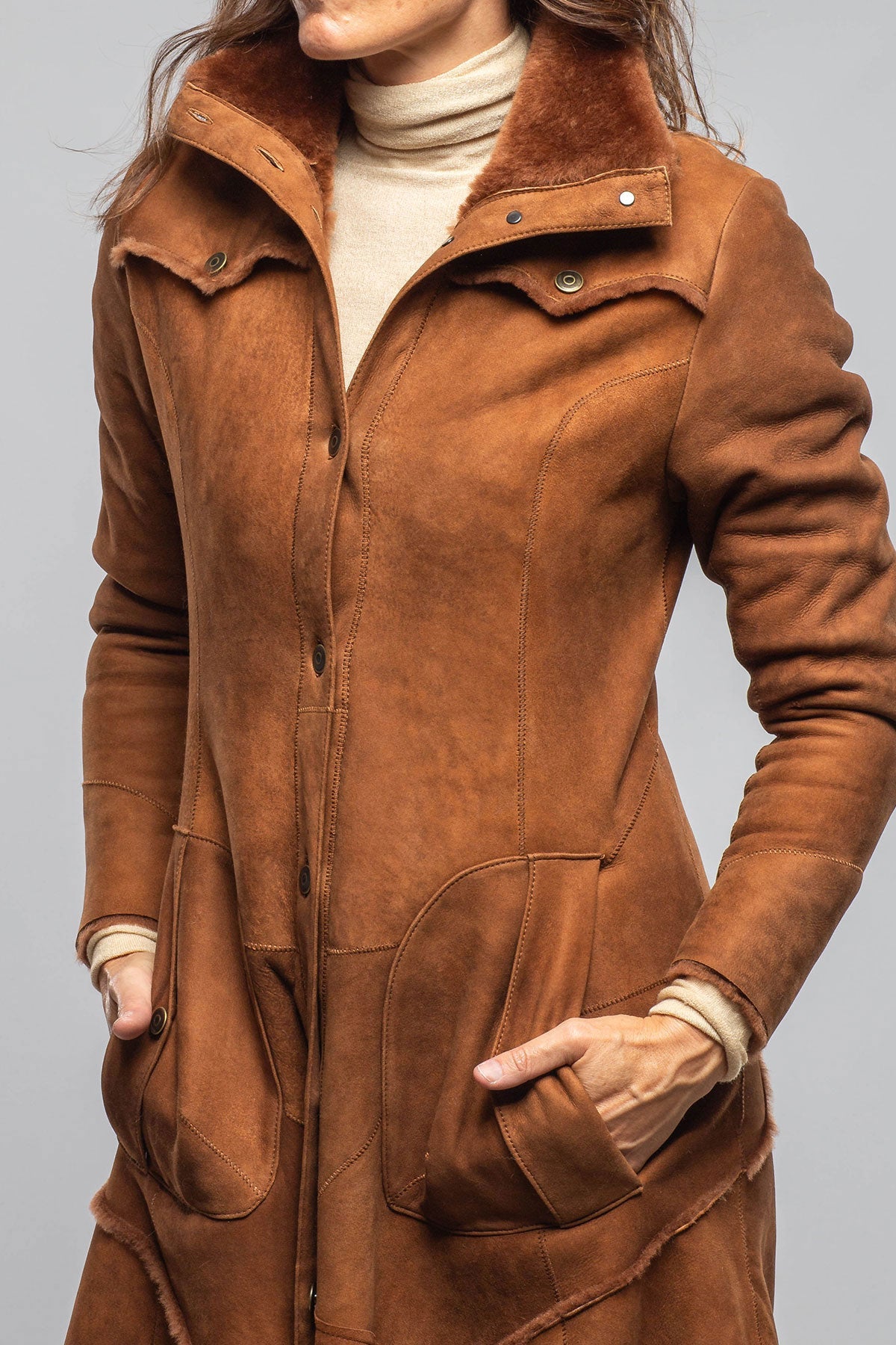 Cori Long Shearling In Cognac