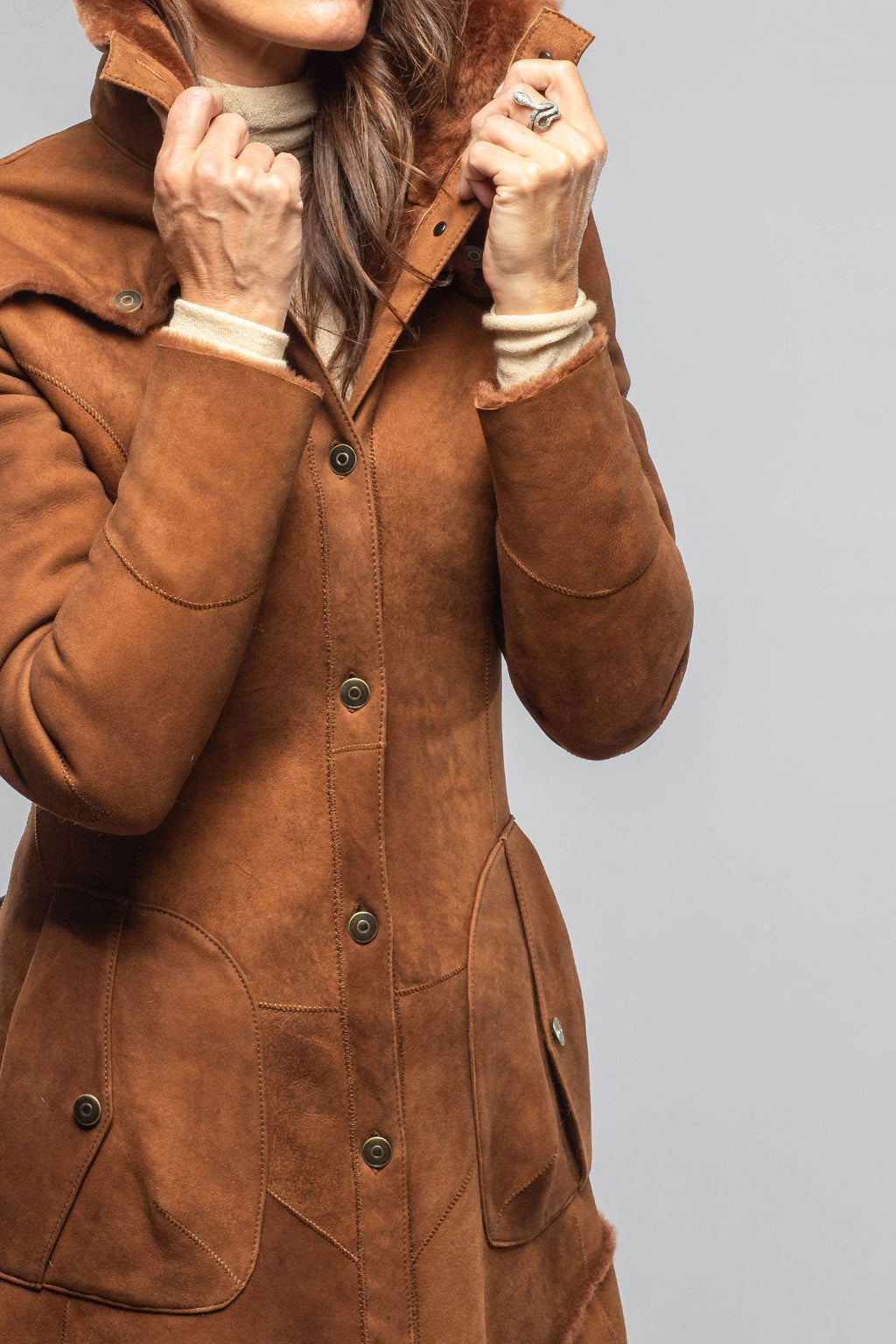 Cori Long Shearling In Cognac