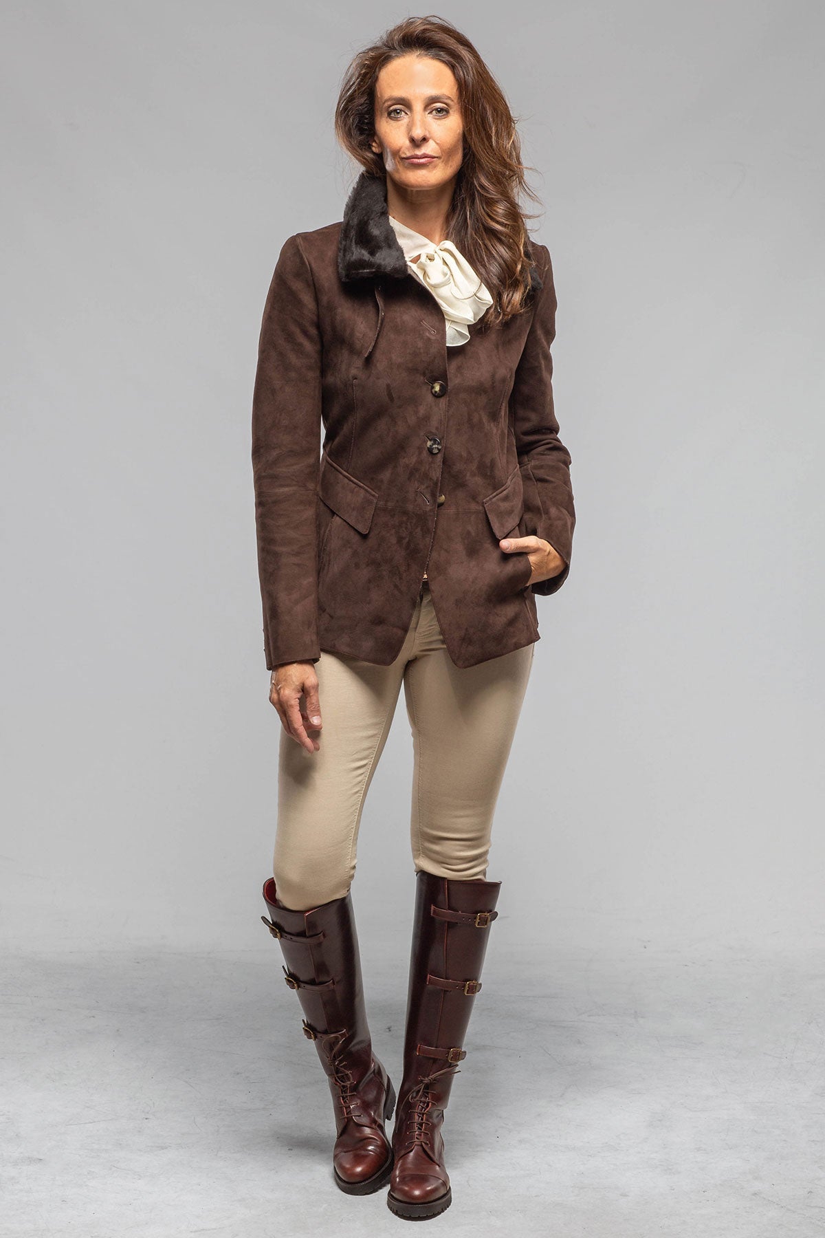Federica Suede Blazer In Chocolate