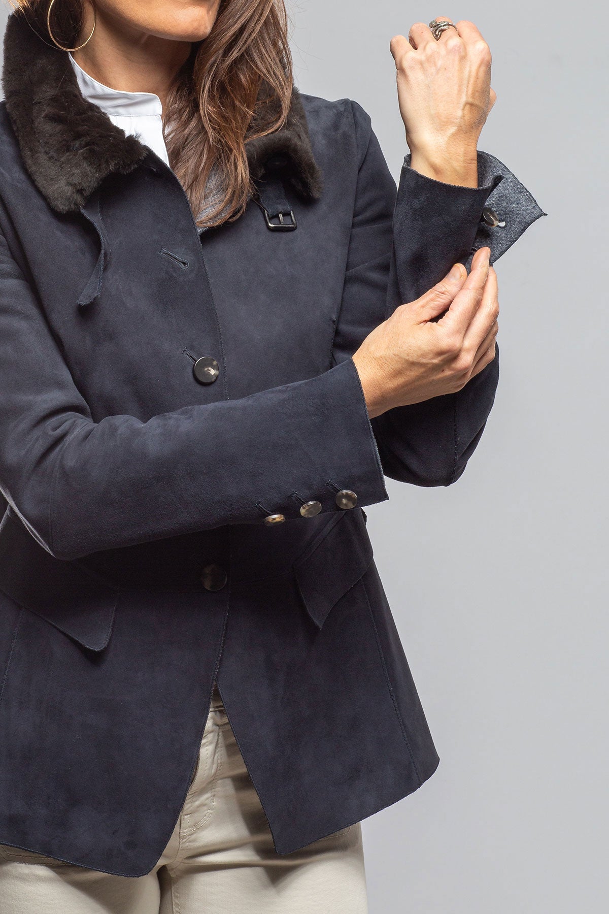 Federica Suede Blazer In Navy