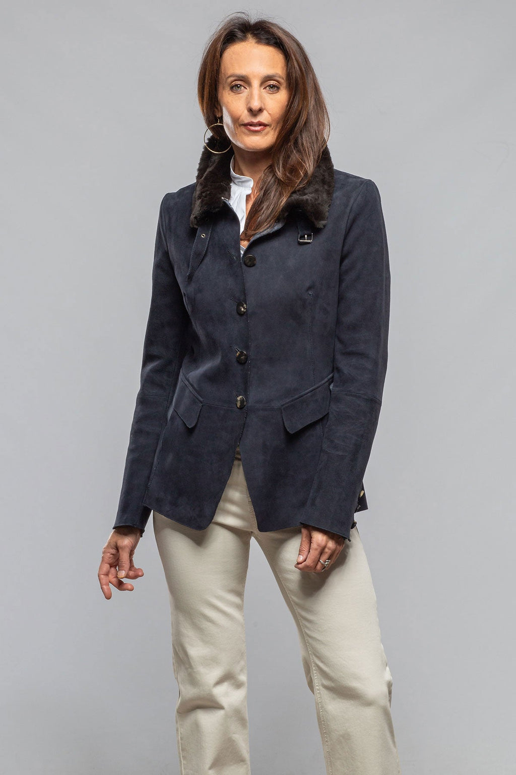 Federica Suede Blazer In Navy