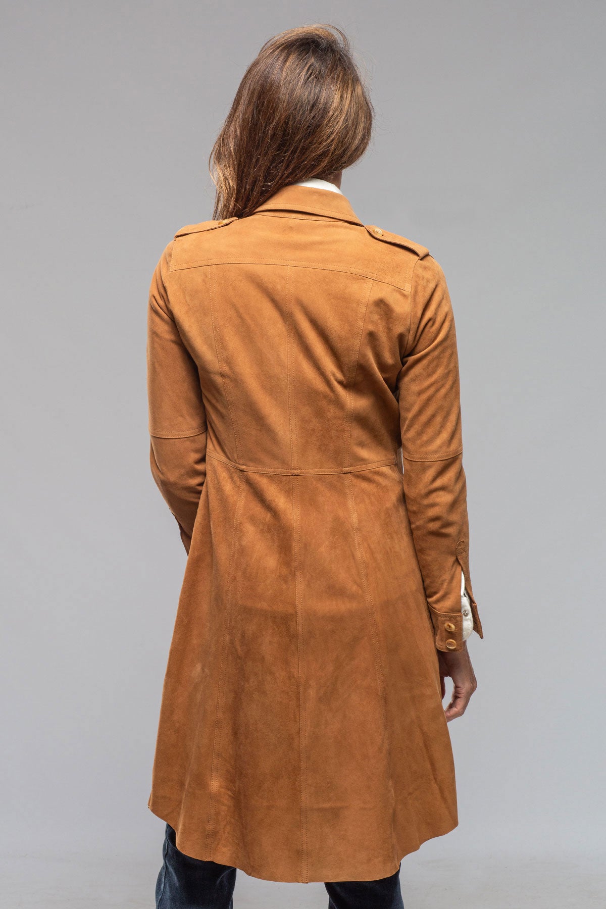 Savannah Long Leather Tunic In Tobacco