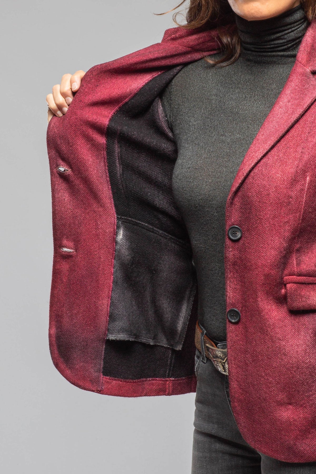 Borgo Hand Painted Blazer In Dark Wine