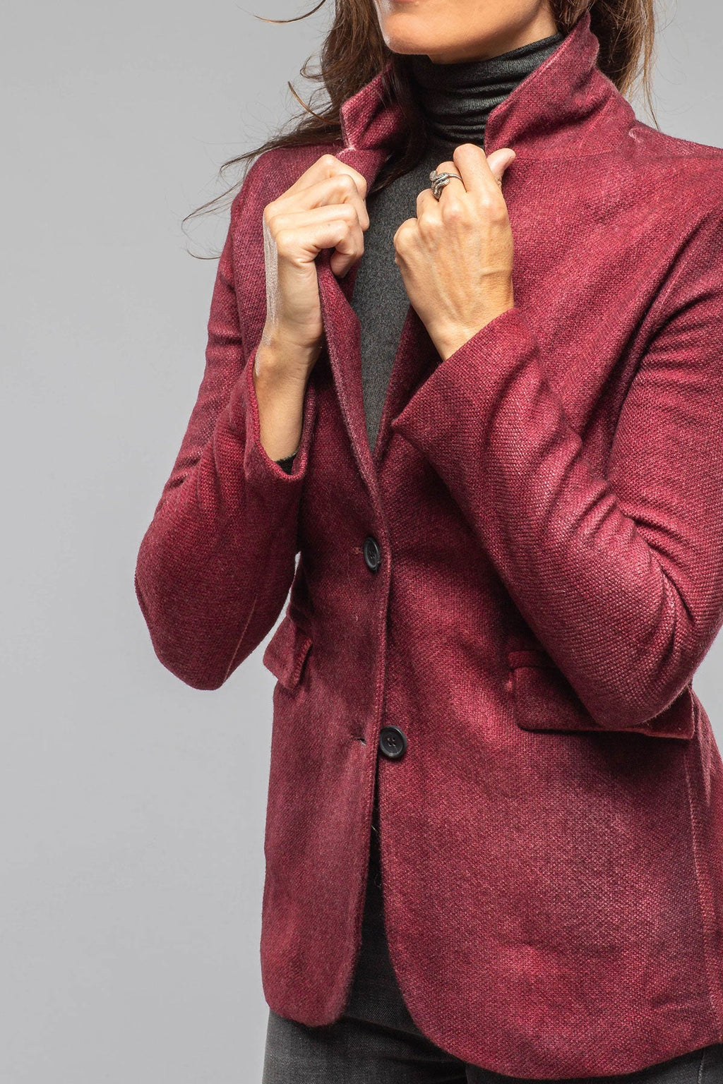 Borgo Hand Painted Blazer In Dark Wine