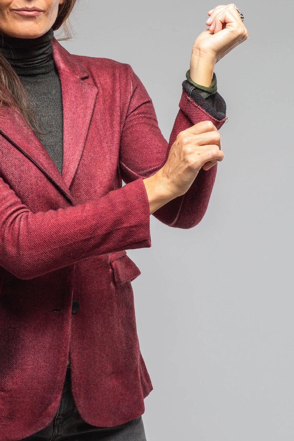 Borgo Hand Painted Blazer In Dark Wine